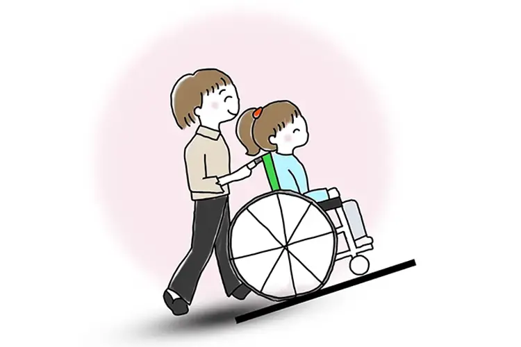 車いすを押すイラスト