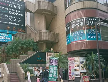 二つ目のブロック右手側「ウォールビル 1F」が「パセラリゾーツ銀座店」総合受付にてコンシェルジュがご案内致します！ 