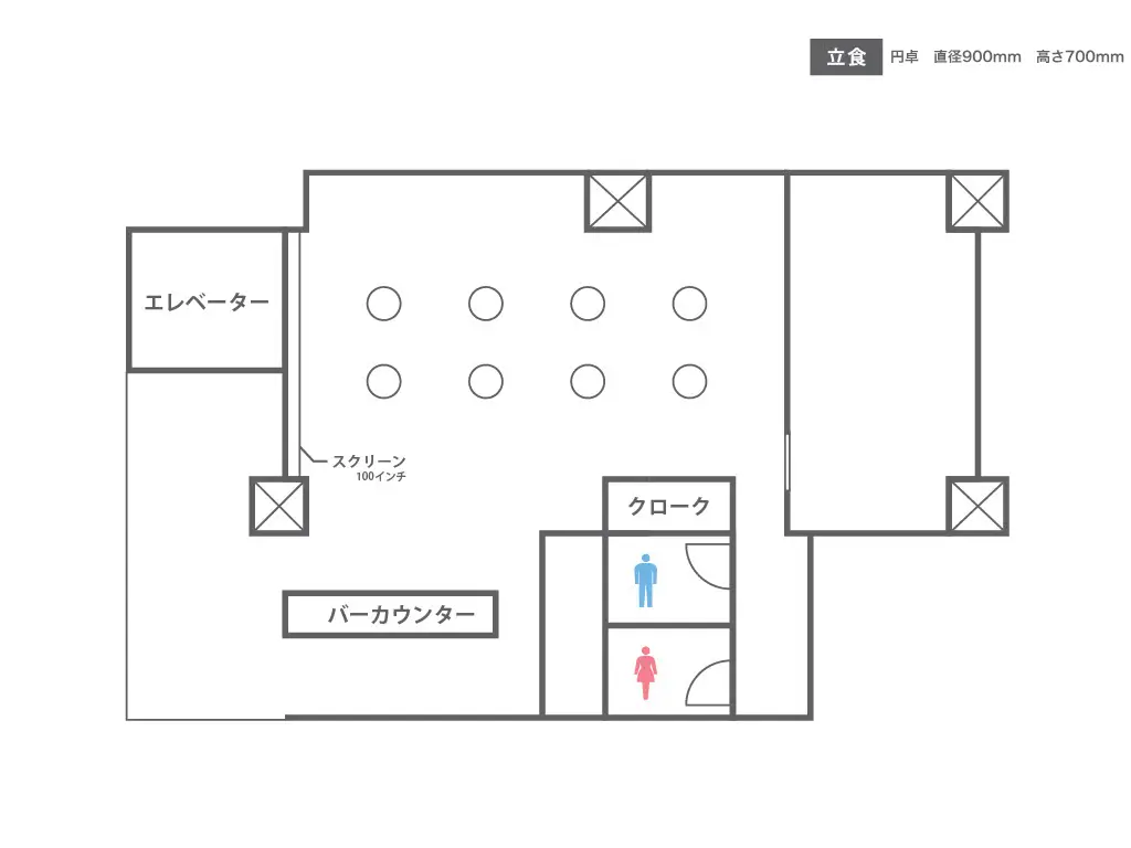 スリーモンキーズカフェのフロアレイアウト